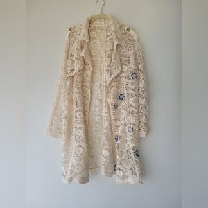 CHICOS lace crochet jacket blue floral 1